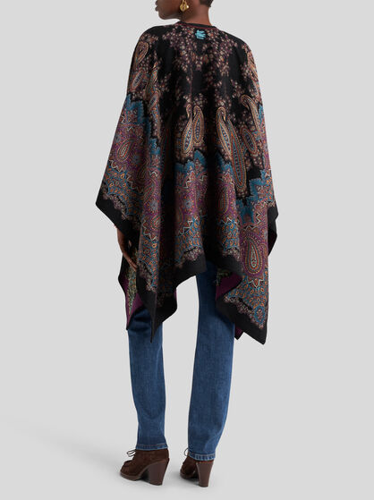 WOOL- AND SILK-BLEND JACQUARD CAPE