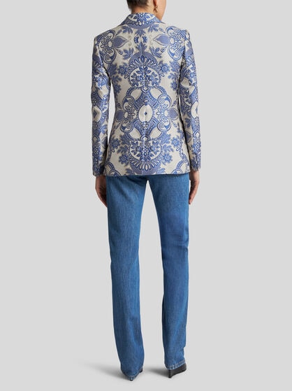 SINGLE-BREASTED JACKET WITH LACE MOTIF