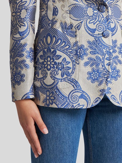 SINGLE-BREASTED JACKET WITH LACE MOTIF