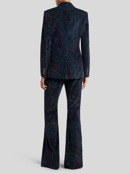 DOUBLE-BREASTED JACKET IN PRINTED CORDUROY VELVET