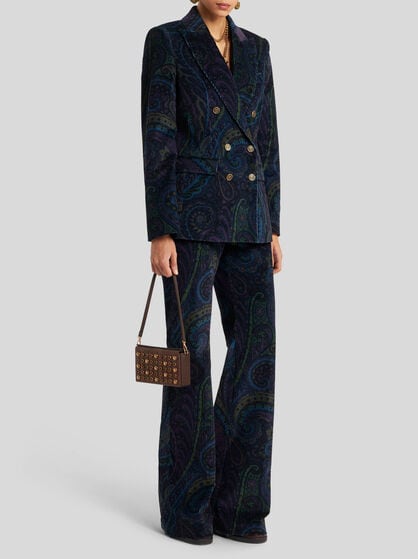 DOUBLE-BREASTED JACKET IN PRINTED CORDUROY VELVET