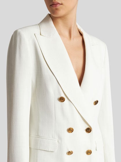 SLUB FABRIC DOUBLE-BREASTED JACKET