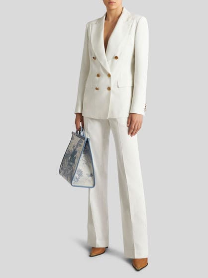 SLUB FABRIC DOUBLE-BREASTED JACKET