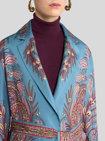 PRINTED SILK WRAPAROUND JACKET