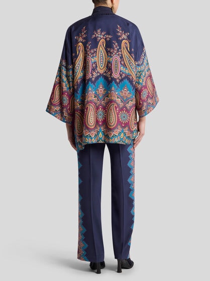 SILK TWILL KESA WITH PLACED PRINT