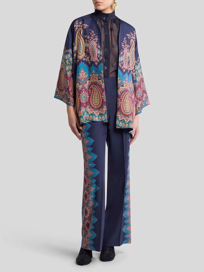 SILK TWILL KESA WITH PLACED PRINT