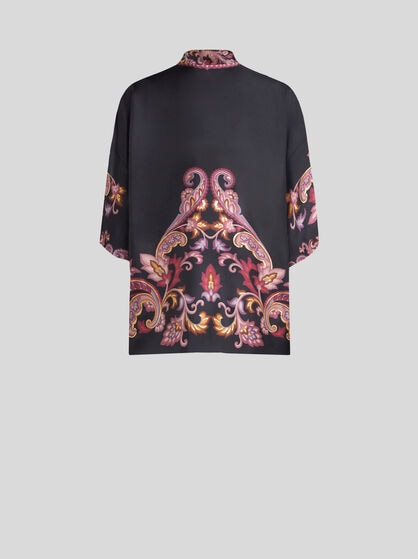 SILK TWILL KESA WITH PLACED PRINT