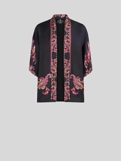 SILK TWILL KESA WITH PLACED PRINT