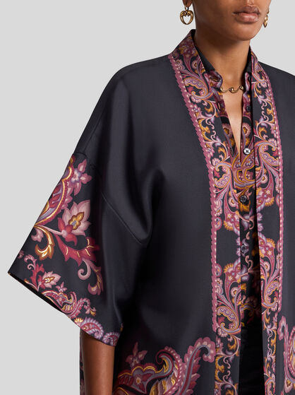 SILK TWILL KESA WITH PLACED PRINT