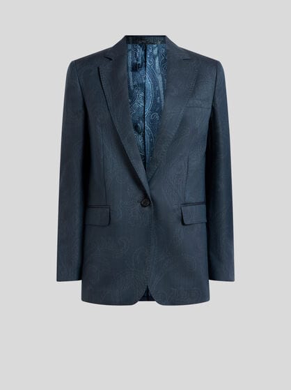 WOOL JACQUARD SINGLE-BREASTED JACKET WITH PAISLEY MOTIF