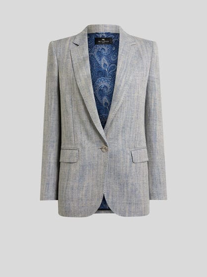 SINGLE-BREASTED LINEN-BLEND JACKET