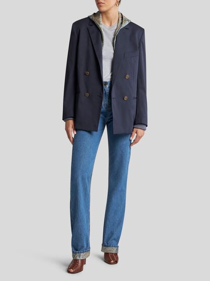 DOUBLE-BREASTED STRETCH JACKET WITH PEGASO BUTTONS