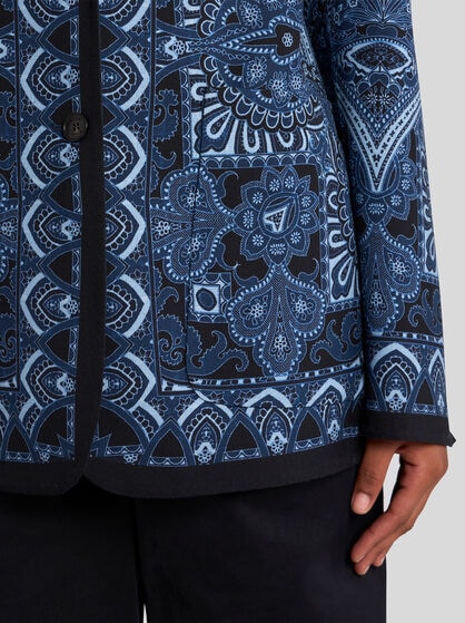 REVERSIBLE JACKET WITH SILK SCARF MOTIF