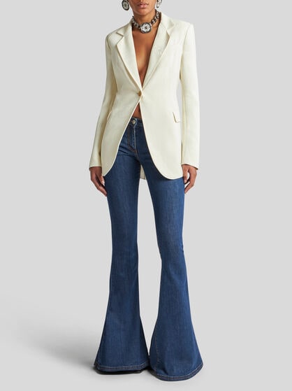 PAISLEY JACQUARD JACKET WITH REAR KNOT