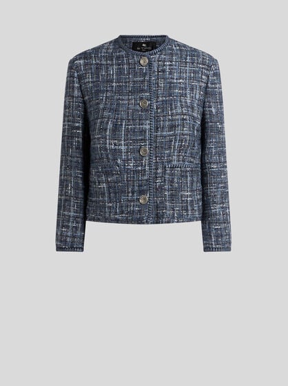 BOXY JACKET IN MULTICOLOURED BASKETWEAVE