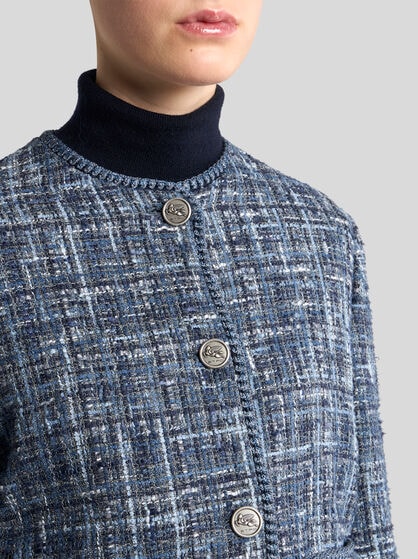 BOXY JACKET IN MULTICOLOURED BASKETWEAVE