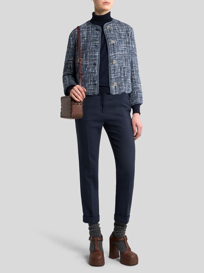 BOXY JACKET IN MULTICOLOURED BASKETWEAVE