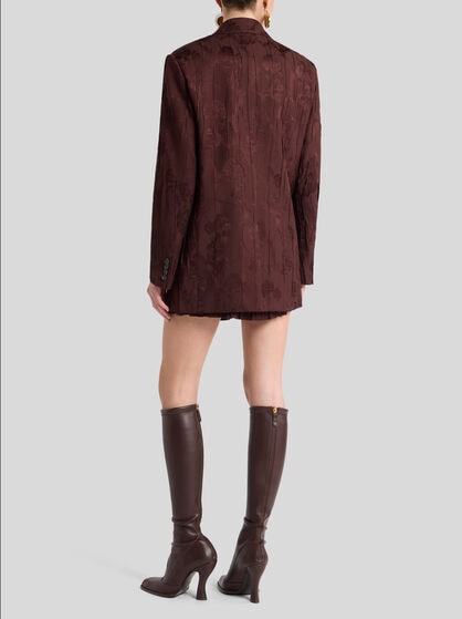 DOUBLE-BREASTED WOOL-BLEND BARK-EFFECT JACKET
