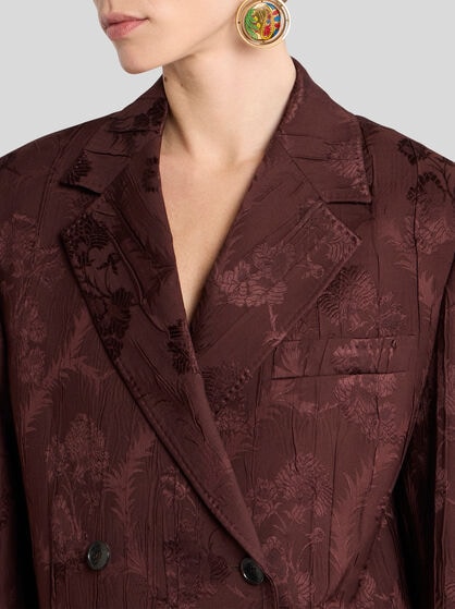 DOUBLE-BREASTED WOOL-BLEND BARK-EFFECT JACKET