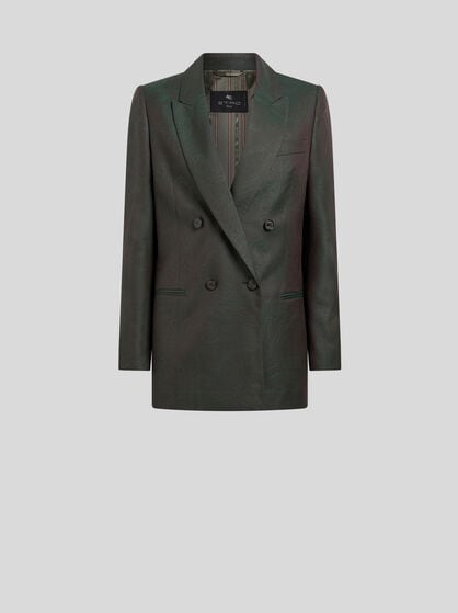 DOUBLE-BREASTED WOOL JACQUARD JACKET WITH PAISLEY MOTIF