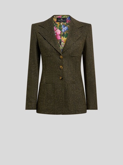 SINGLE-BREASTED WOOL-BLEND JACQUARD JACKET