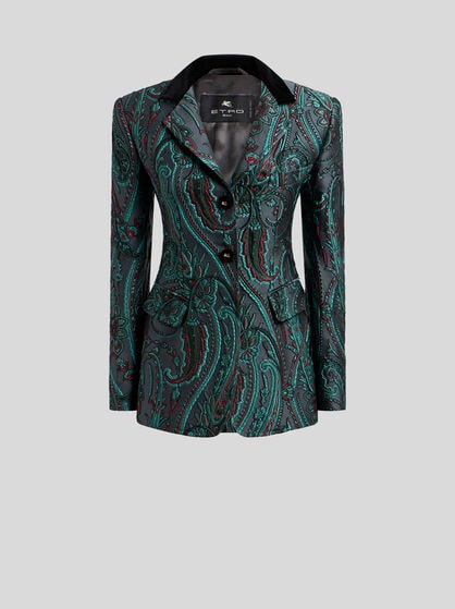 JACQUARD SINGLE-BREASTED JACKET WITH PAISLEY MOTIF
