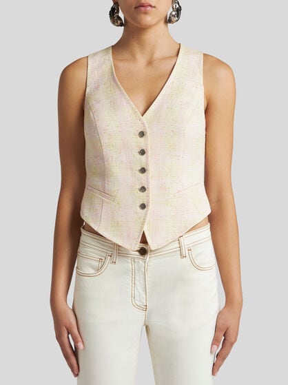 SLUB LINEN-BLEND WAISTCOAT