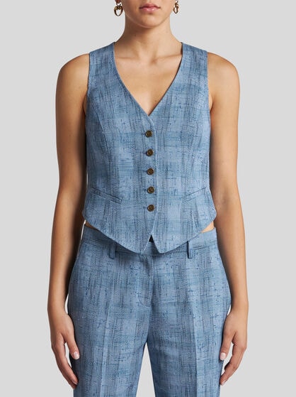 SLUB LINEN-BLEND WAISTCOAT