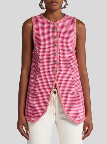 MICRO CHECK WAISTCOAT