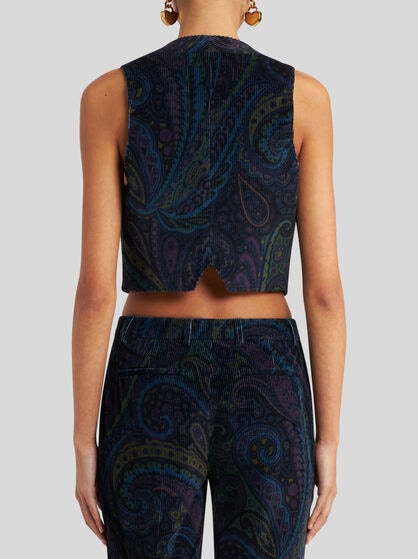 PRINTED CORDUROY VELVET WAISTCOAT