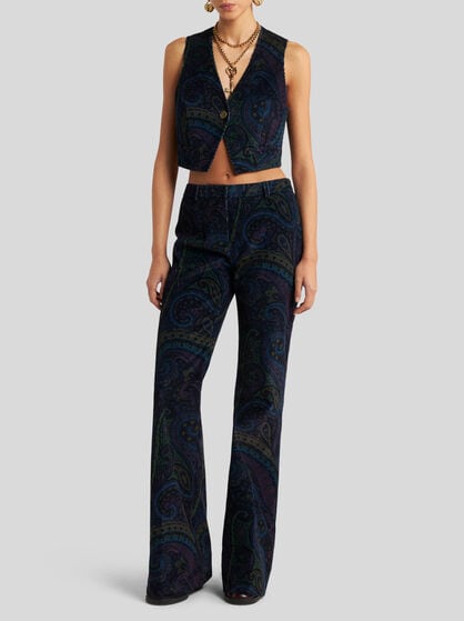 PRINTED CORDUROY VELVET WAISTCOAT