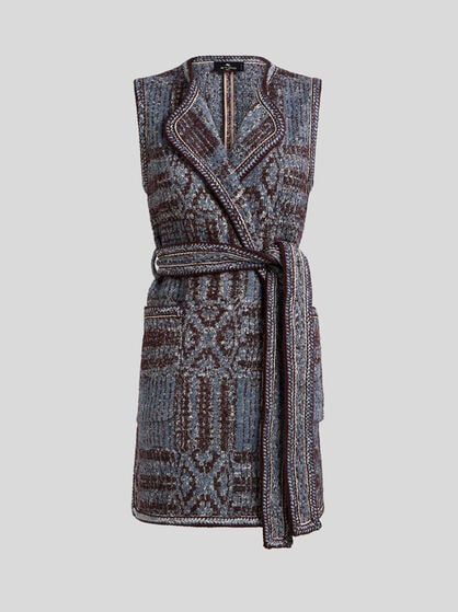 LONG BOUCLÉ JACQUARD WAISTCOAT