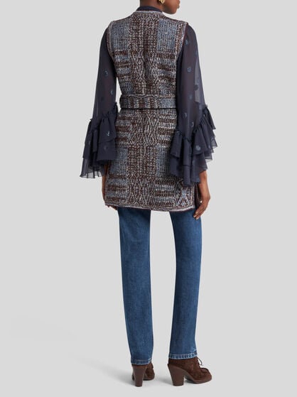 LONG BOUCLÉ JACQUARD WAISTCOAT