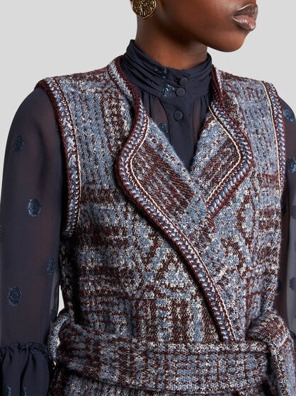LONG BOUCLÉ JACQUARD WAISTCOAT