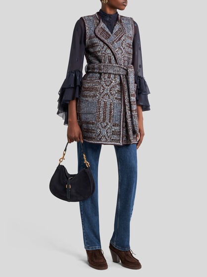 LONG BOUCLÉ JACQUARD WAISTCOAT
