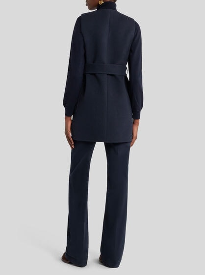 LONG WOOL AND CASHMERE JACQUARD WAISTCOAT