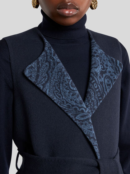 LONG WOOL AND CASHMERE JACQUARD WAISTCOAT