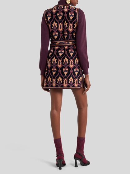 LONG REVERSIBLE CHENILLE JACQUARD WAISTCOAT