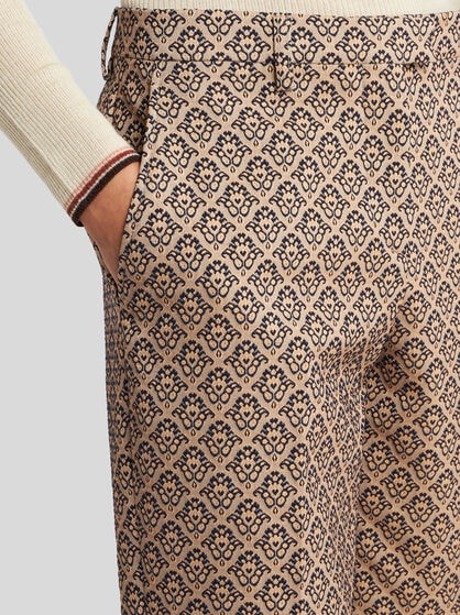 COTTON-BLEND JACQUARD TROUSERS