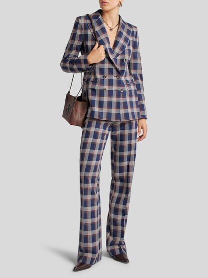 CHECK WOOL TROUSERS