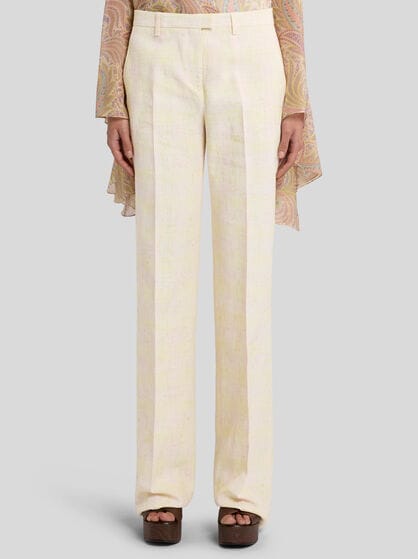 SLUB LINEN-BLEND TROUSERS