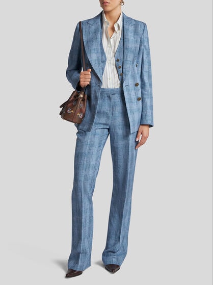SLUB LINEN-BLEND TROUSERS