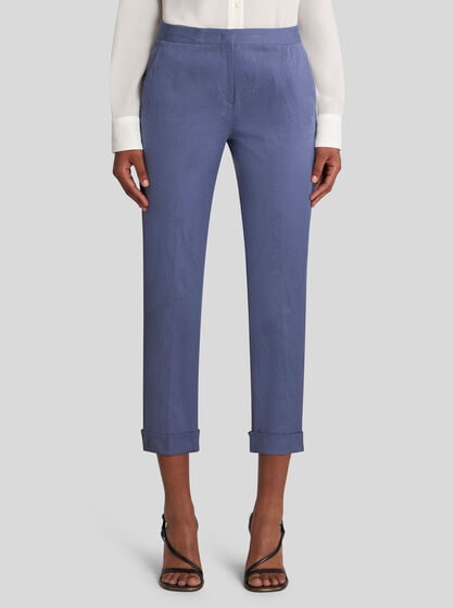 CROPPED JACQUARD TROUSERS WITH MEDALLION MOTIF