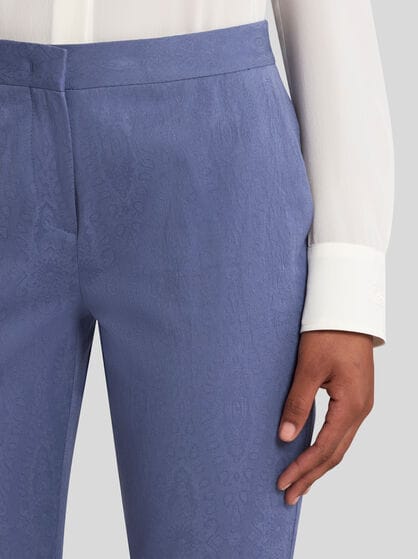 CROPPED JACQUARD TROUSERS WITH MEDALLION MOTIF