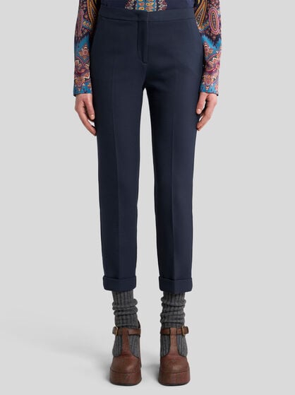 CROPPED WOOL-BLEND TROUSERS