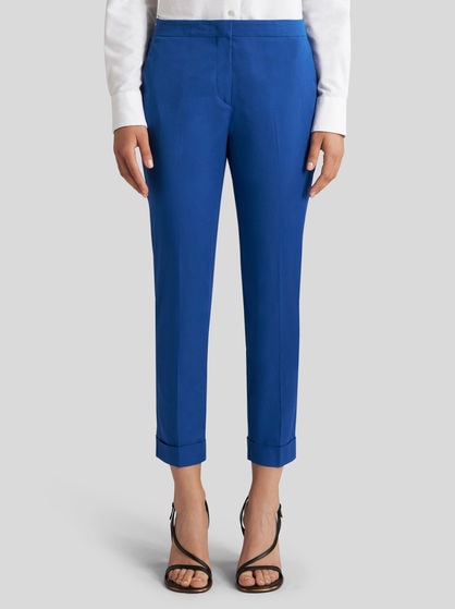 CROPPED STRETCH COTTON TROUSERS