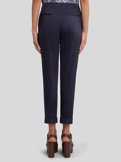 CROPPED STRETCH COTTON TROUSERS