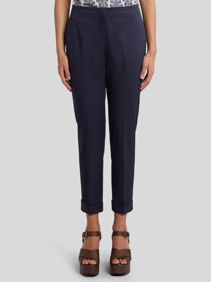 CROPPED STRETCH COTTON TROUSERS