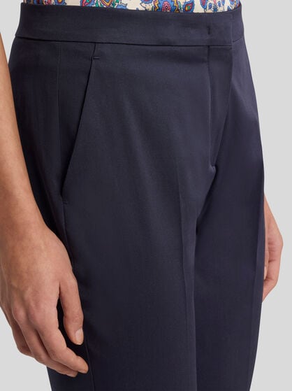 CROPPED STRETCH COTTON TROUSERS