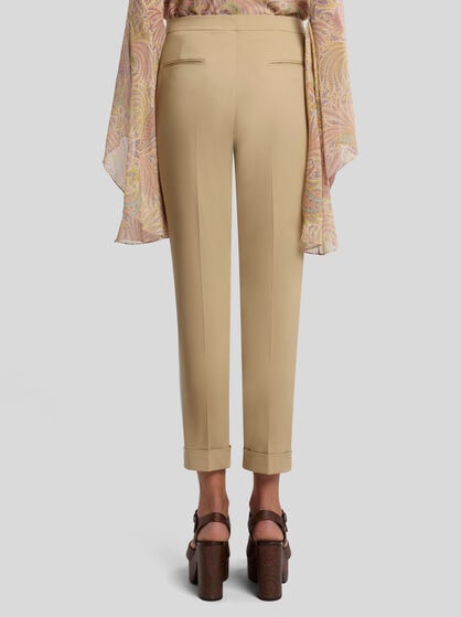 CROPPED STRETCH COTTON TROUSERS